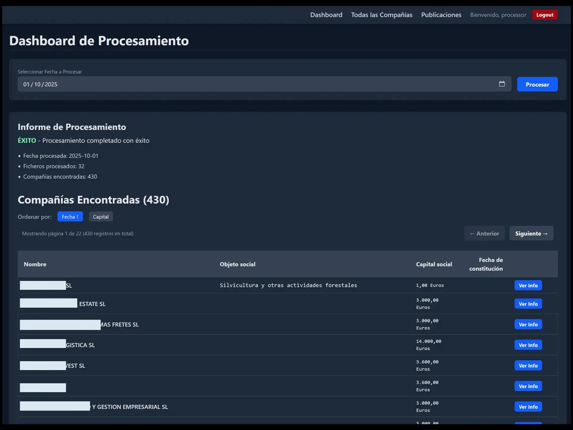 Extractor de nuevas empresas BOE - captura 1