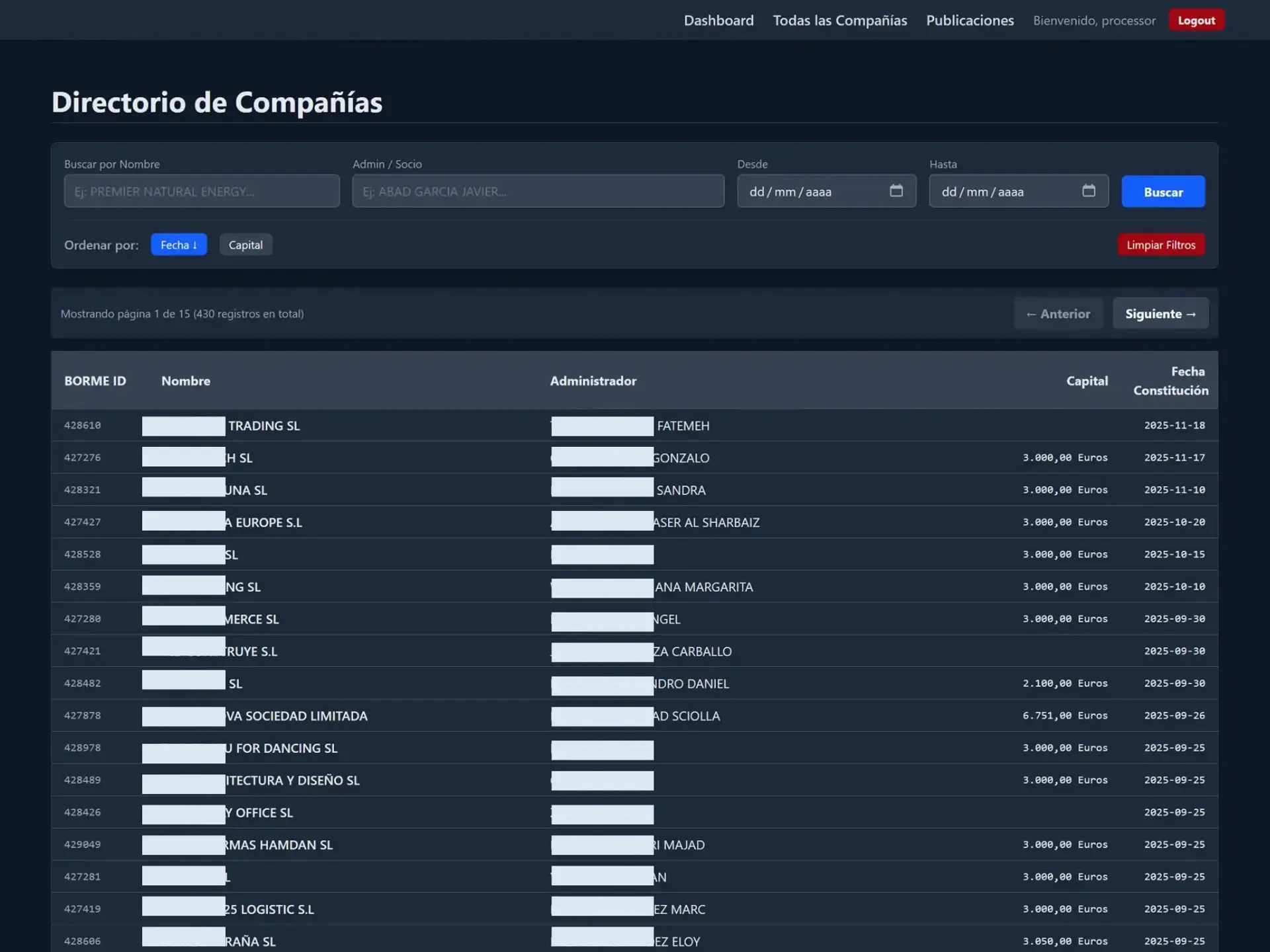 Extractor de nuevas empresas BOE - captura 2